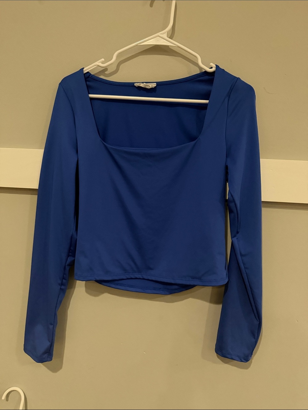 Classic Square-Neck Long Sleeve Top in Royal Blue
